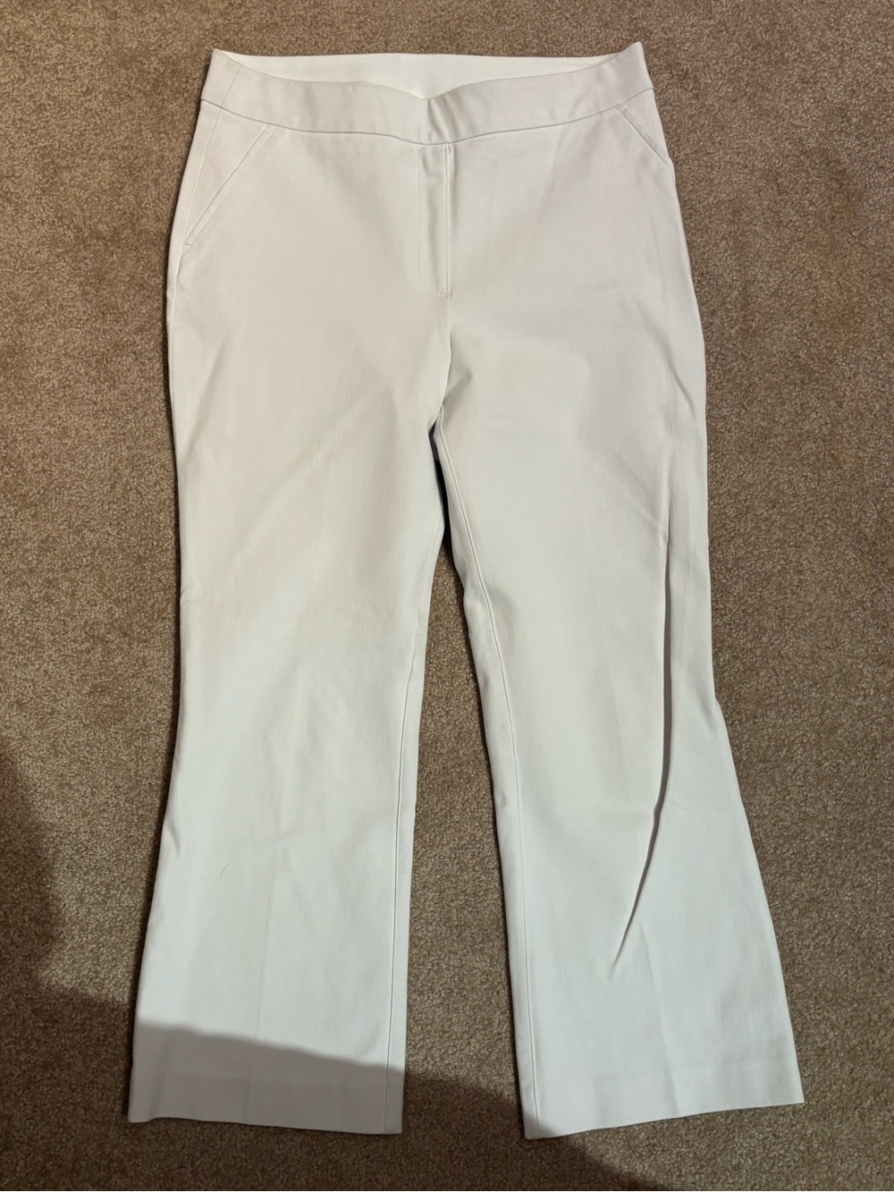 Spanx On The Go Kick Flare Cropped Pants Medium White Womens Pull On Stretch